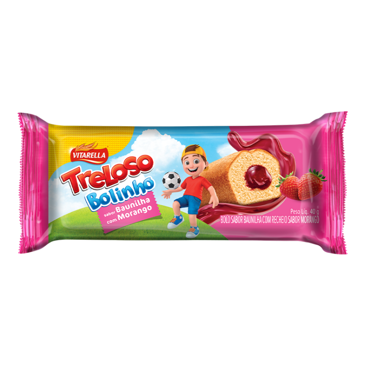 Treloso Bolinho sabor Baunilha com recheio de Morango Treloso Bolinho sabor Baunilha com recheio de Morango